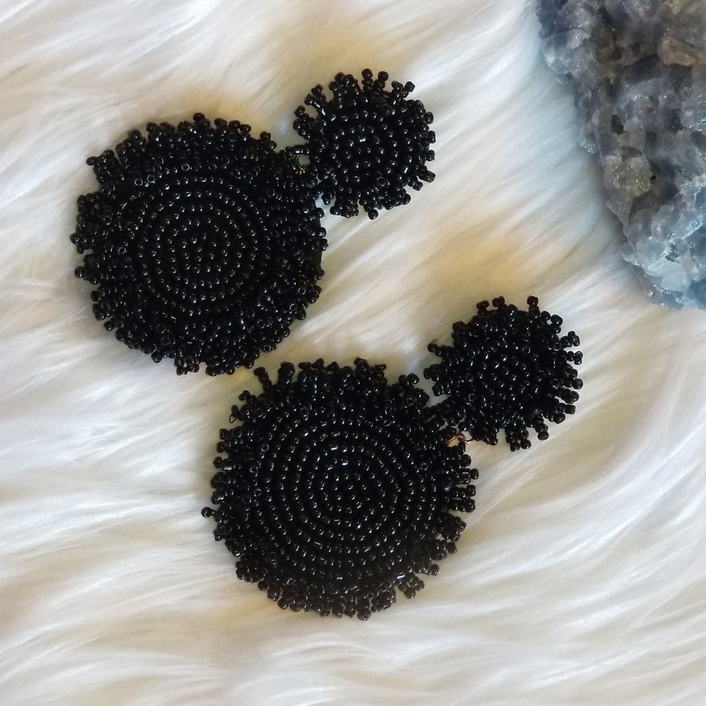 Beaded black earrings